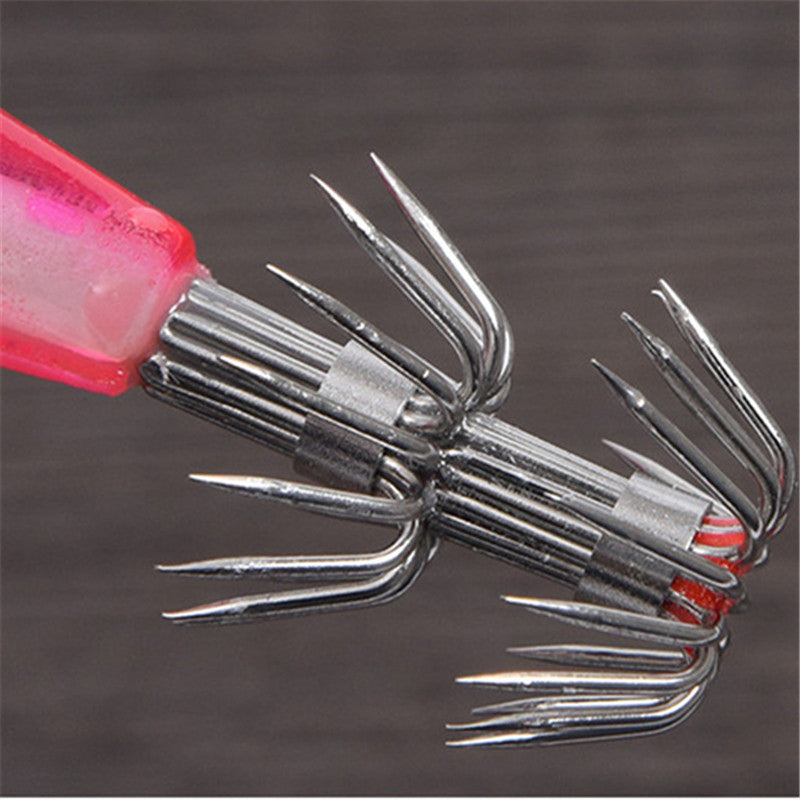 LEO 1pc 10/11/13cm LED Wooden Shrimp Fishing Lure Luminous Squid Jig Hard Bait Fishing Tackle