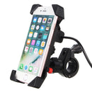 Universal Motorcycle Bike Handlebar Mount Holder USB Charger For 3.5-6inch Cell Phone GPS
