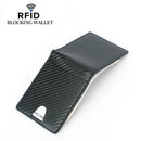 Men's Carbon Fiber Grain Billfold Wallet RFID Blocking ID Card Holder Money Clip