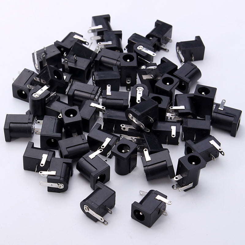 50pcs DC-005 3Pin Black DC Power Jack Socket Connector 5.5*2.1mm