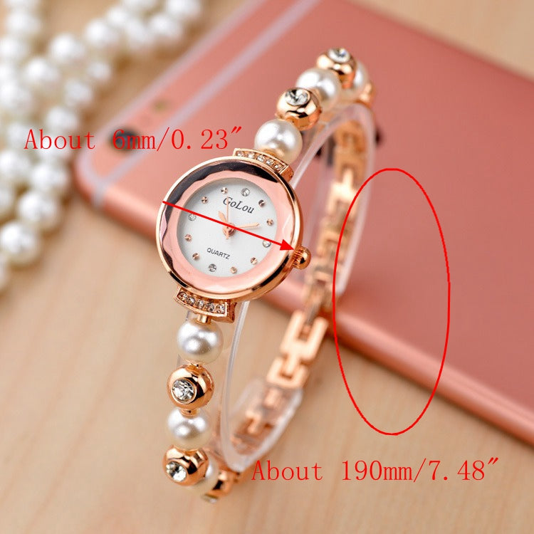 Fashion Diamond Elegant Pearl Lady Bracelet Watch Women Quartz Watch
