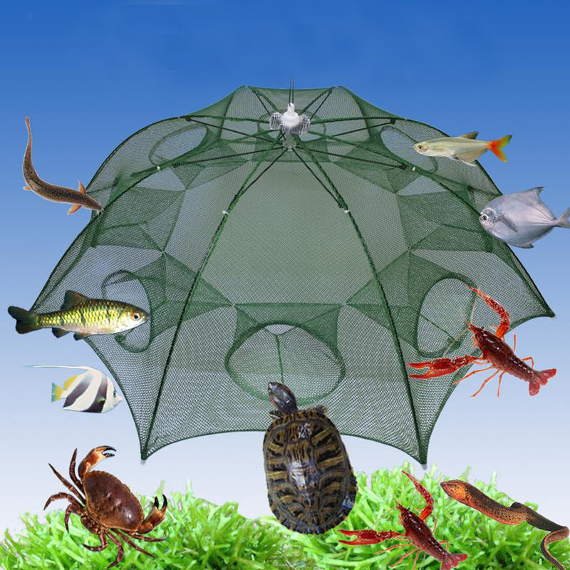 ZANLURE 38" 8 Holes Nylon Automatic Folding Fishing Net Shrimp Cage Crab Fish Trap Cast Net