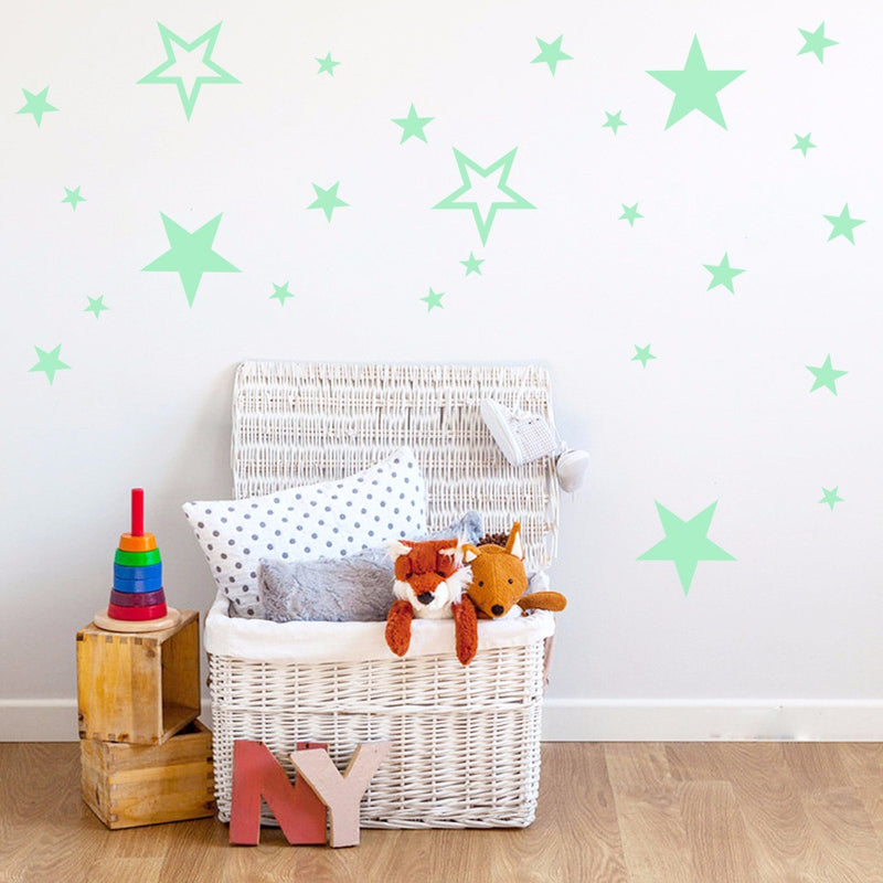 Honana DX-144 38x87CM Fluorescent Glow Hollow Out Stars Wall Sticker