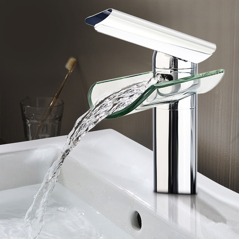 Chrome Solid Brass Glass Faucet Waterfall Bathroom Kitchen Basin Sink Mixer Tap