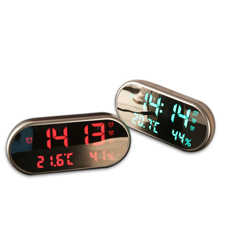 Digital USB Alarm Clock Portable Mirror HD LED Clock with Time Humidity Temperature Display Function