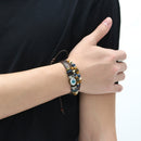 Multilayer Beaded Bracelet Eyeball Hand Woven Artificial Leather Bracelet for Women Men