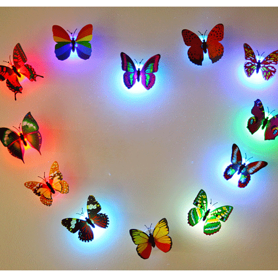 Miico Beautiful Butterfly LED Night Light Lamp With Suction Christmas Wedding Decor Sticker