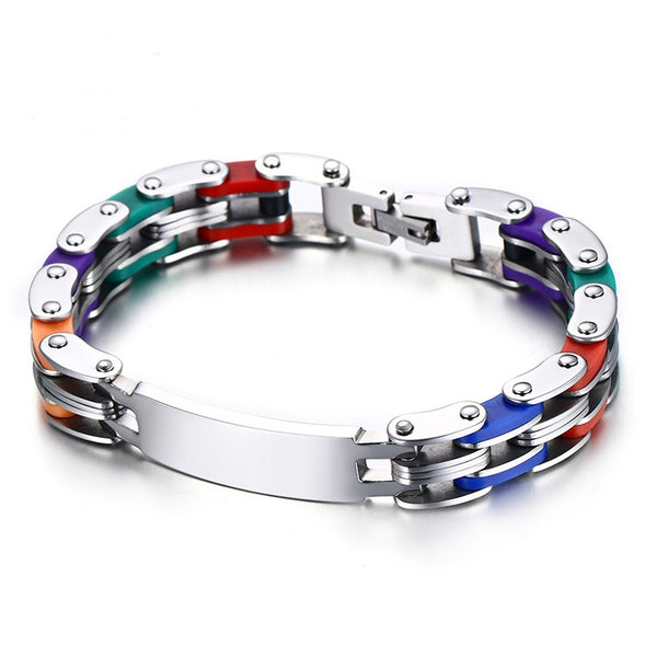 Trendy Stainless Steel Chain High Polished Silicone Cool Gift Bracelet for Men