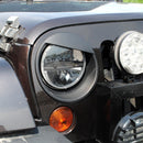2Pcs Car Angry Bird Style Matte Black Headlight Cover Bezel Eyelids For 07-15 Jeep Wrangler JK