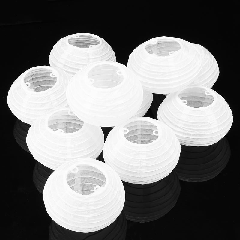 10Pcs White Round Paper Lantern Wedding Lamp Shade Party Lamp Cover Ceiling Decor