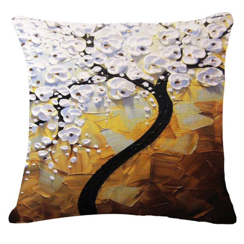 Cushion Case Tree Flower Pillow Case Cotton Linen Cushion Cover Gift Home Decor