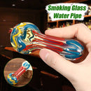 Yellow Patterned Glazed Glass Pipe Spoon Shape T obacco Herb Tube Portable Hand Crafts Pipes