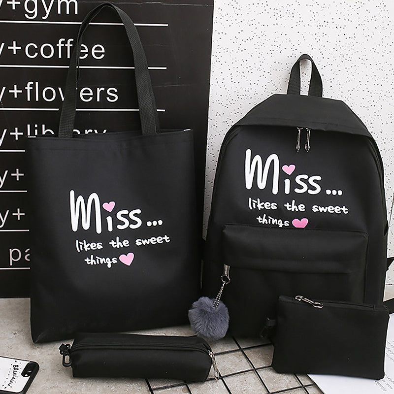 4Pcs/Set Women School Backpacks Schoolbag for Teenagers Girls Student Book  K5F2