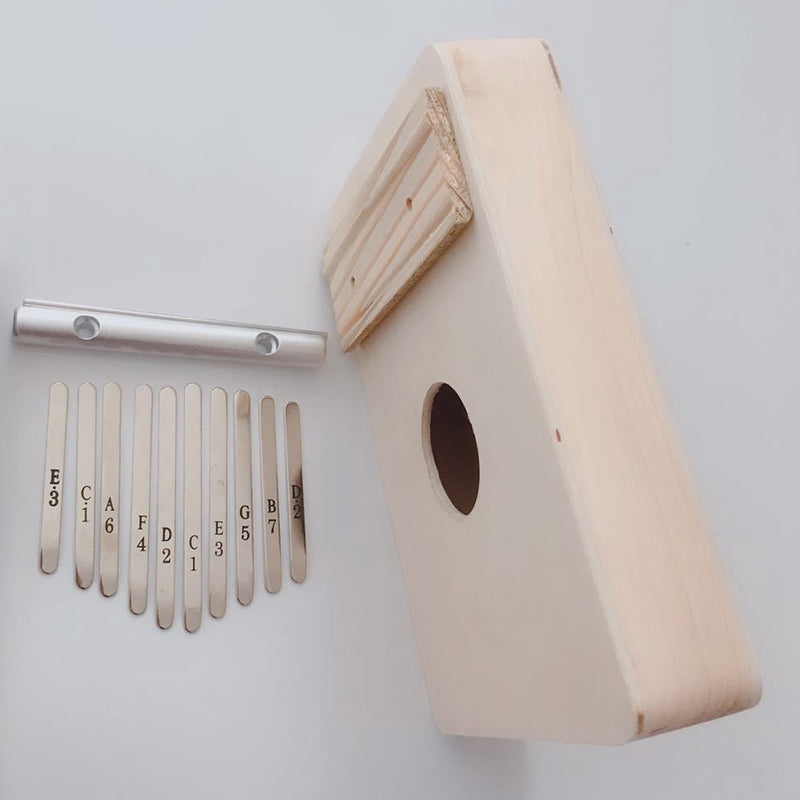 10 Key Kalimba Diy Kit Bass Wood Thumb Piano Mbira for Handwork Painting Pa
