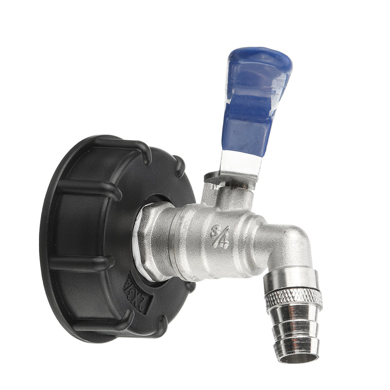 S60x6 2'' Brass IBC Tank Drain Adapter to 3/4'' Brass Garden Tap Hose Barb Coupler Coarse Thread Outlet Tap Connector Valve Fitting Parts for Home Garden