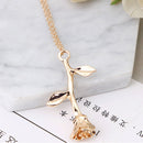 Trendy Three-color Rose Flower Pendant Necklace Valentine's Day Gift Ladies Jewelry