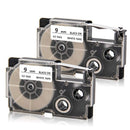 3 Pack 9mm Black on White Label Tape Label Maker Compatible with KL-120, KL