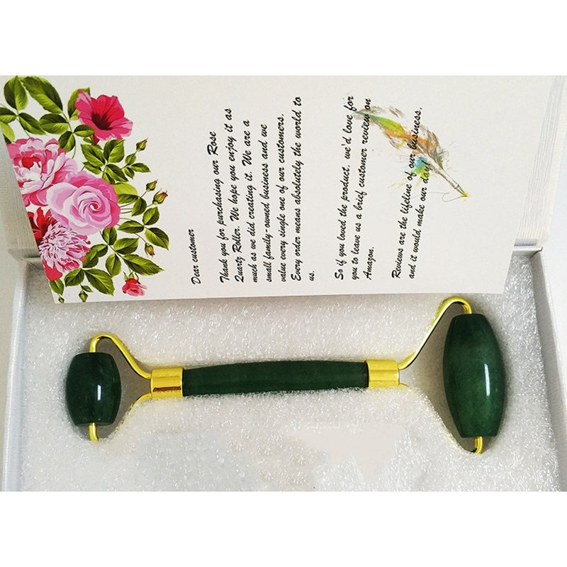 Natural Stone Jade Roller Roller Double Head Jade Massage Roller with Fixed C4Q6