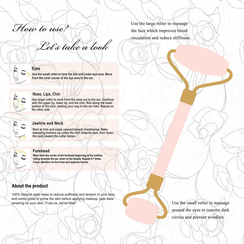 Natural Stone Jade Roller Roller Double Head Jade Massage Roller with Fixed C4Q6