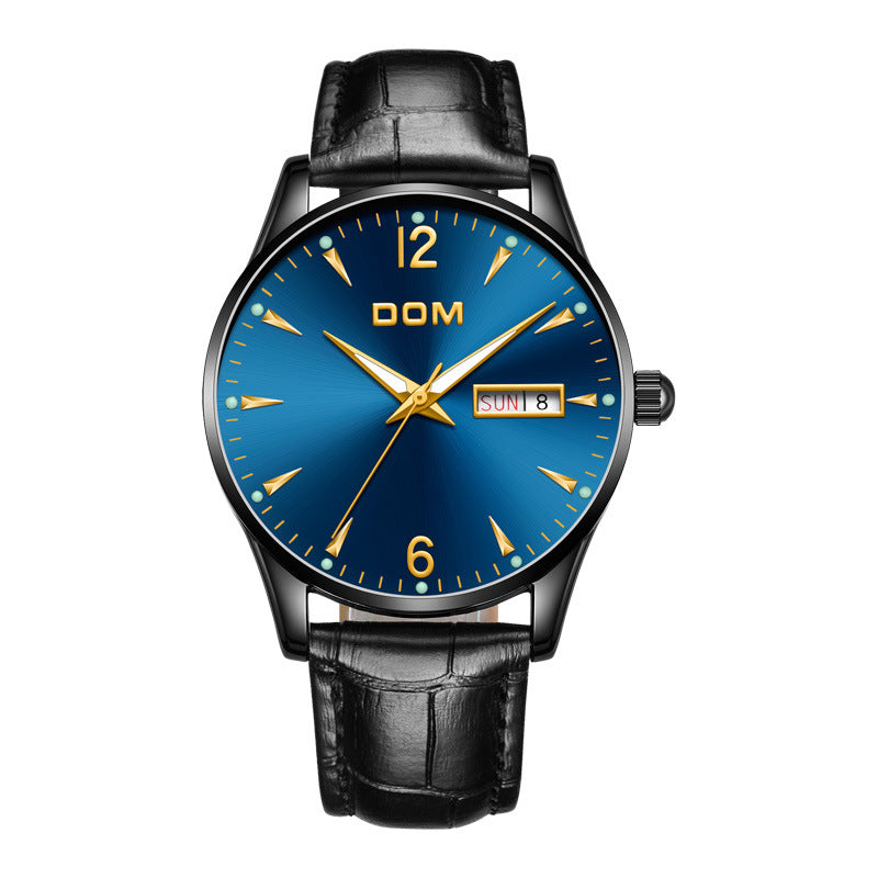 DOM M-11BL-1M89 Fashion Men Watch 3ATM Waterproof Luminous Date Display Quartz Watch