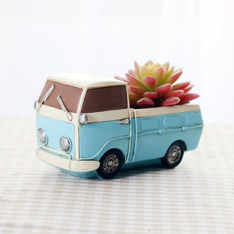 Retro Truck Cars Small Potted Plant Desktop Truck Cars Ceramics Flower Pots Z3B5