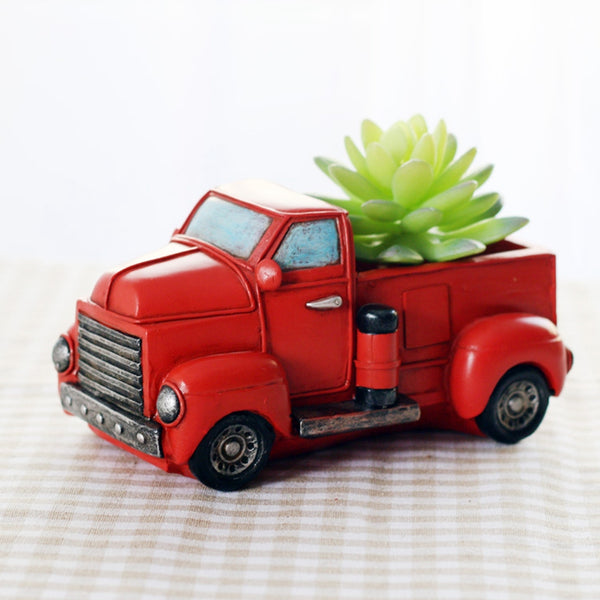 Retro Truck Cars Small Potted Plant Desktop Truck Cars Ceramics Flower Pots Z3B5