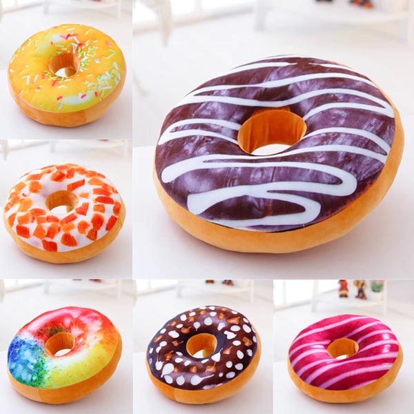 Honana WX-333 40cm Colourful Plush Creative 3D Squishy Donut Throw Pillow Sofa Car Cushion Valentines Gift