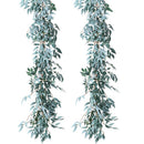 2 Pack Artificial Gray Greenery Garland Faux Silk Willow Leaves Vines Wreat