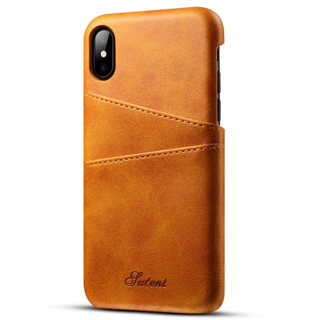 Premium Cowhide Leather Card Slot Protective Case For iPhone XS