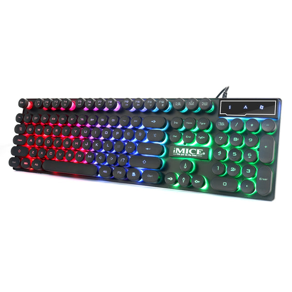 IMICE AK-800 104 keys USB Wired 3 Color LED Backlight Suspended Round Cap Gaming Keyboard
