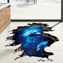 Miico Creative 3D Deep Sea Dolphin Removable Home Room Decorative Wall Floor Decor Sticker