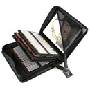 216 Slots Pencil Case Pencil Bag Large Capacity Bag PU Leather Zippered with Detachable Strap Stationary Supplies