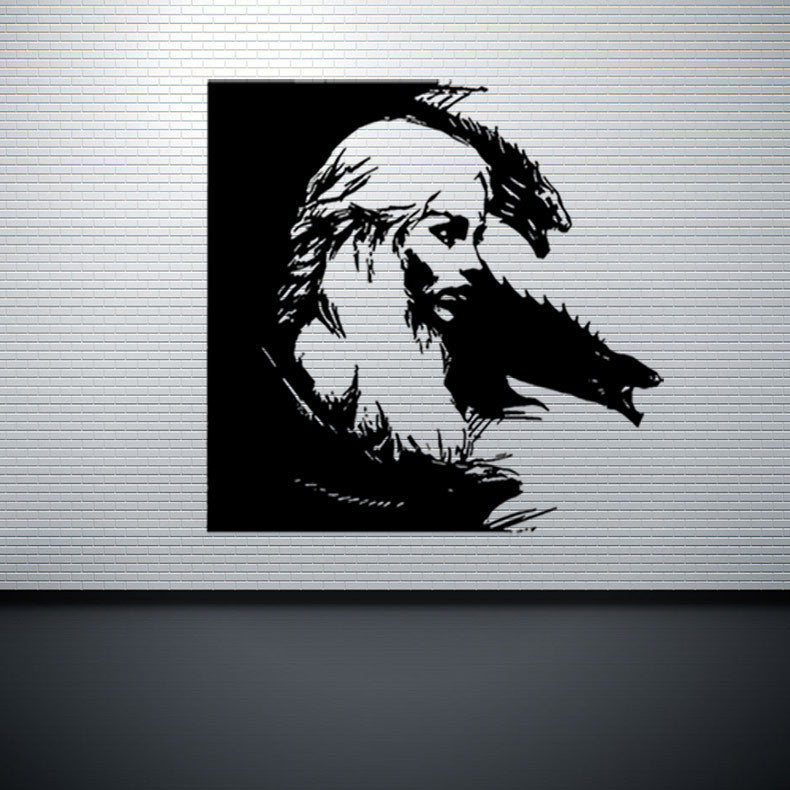 Game Of Thrones Daenerys Targaryen Dragon Mother Portrait Engraved Wall Stickers