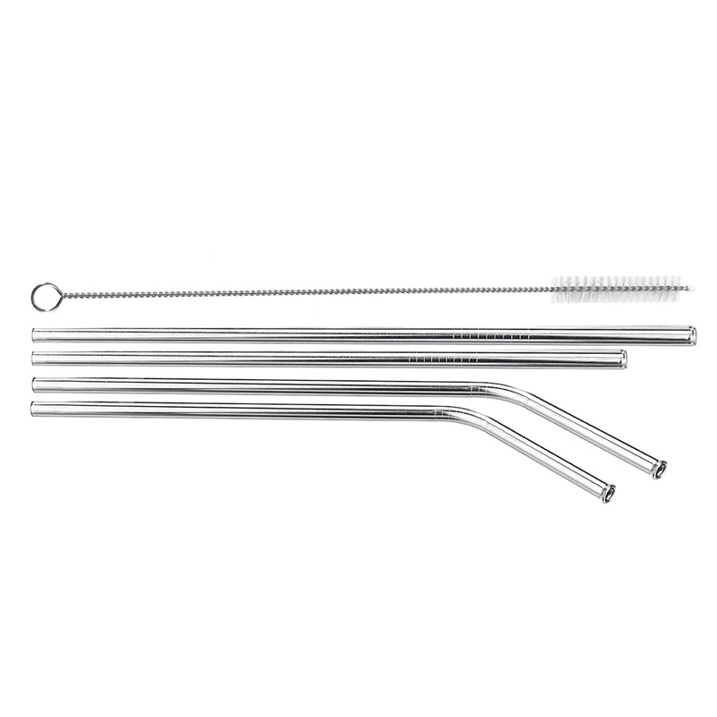 Stainless Steel Metal Drinking Straw Reusable Bar Cocktail Stirrer Eco Friendly Straws Set With Brush