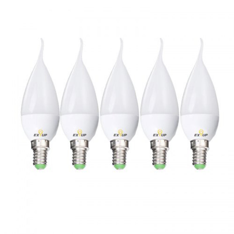 6PCS EXUP AC220V 5W E14 C37 Warm White Pure White Pull Tail LED Candle Light Bulb for Indoor Home Decoration