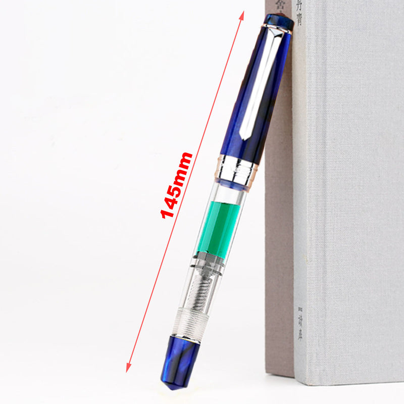 Moonman Penbbs 309 Piston Fountain Pen Transparent Acrylic Resin Large-capacity F 0.5mm Business Writing Ink Pen with Box