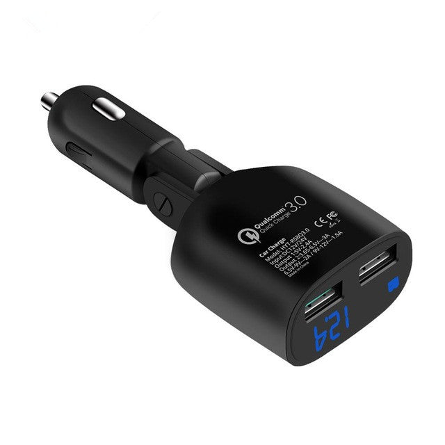 FONKEN Dual USB 30W 2 Port Car Charger Quick Charge 3.0 Digital Real-time Display USB Car Charger