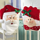 2Pcs/Set Xmas Mr and Mrs Santa Claus Kitchen Dining Dinner Table Chair Back