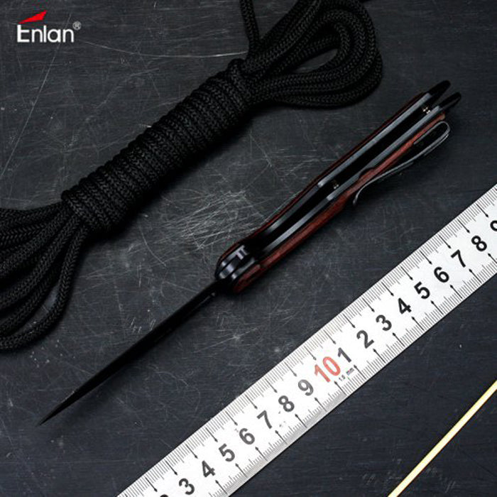 Enlan EW009 8Cr13Mov Blade Wood Handle with Folding Knife Home Outdoor Pocket Knife Portable Cutter