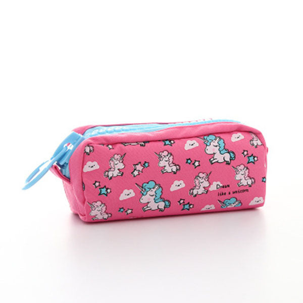 Cartoon Unicorn Canvas Large Capacity Creative Pencil Case