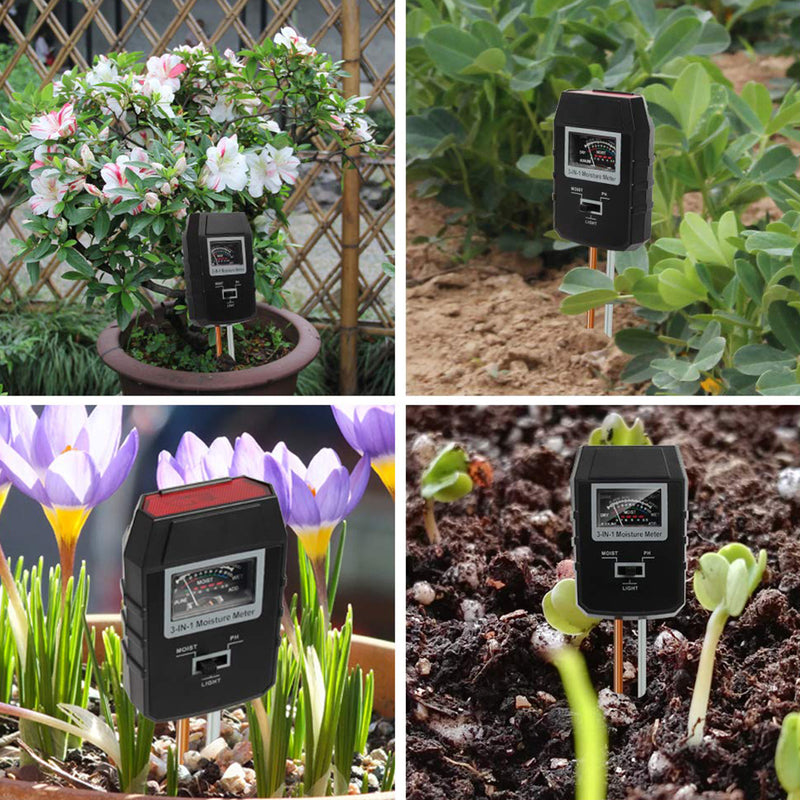 3-in-1 Soil PH Meter Moisture Tester Indoor Plants Garden Lawn Light Sensor Soil Monitor