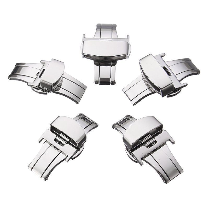 Stainless Steel Butterfly Push Button Deployment Watch Band Buckle Clasp Band