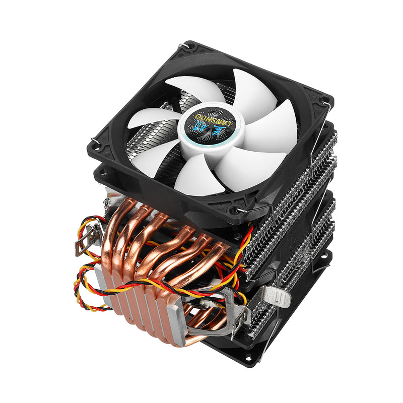 Dual Tower CPU Cooler 3 Cooling Fan Heatsink Radiator for LGA 775/1155/1366AMD