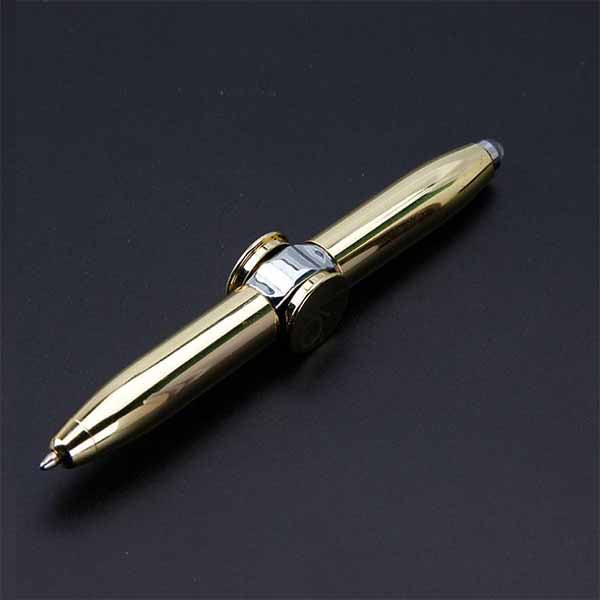 Fingertip Gyro Pen Multifunction Rotating Illuminating Metal Ballpoint Pen LED Lamp Decompression Finger Gyro Pen