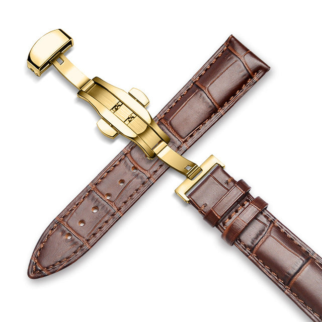 Bakeey 22mm Genuine Leather Strap Replacement Alligator Grain Watch Band
