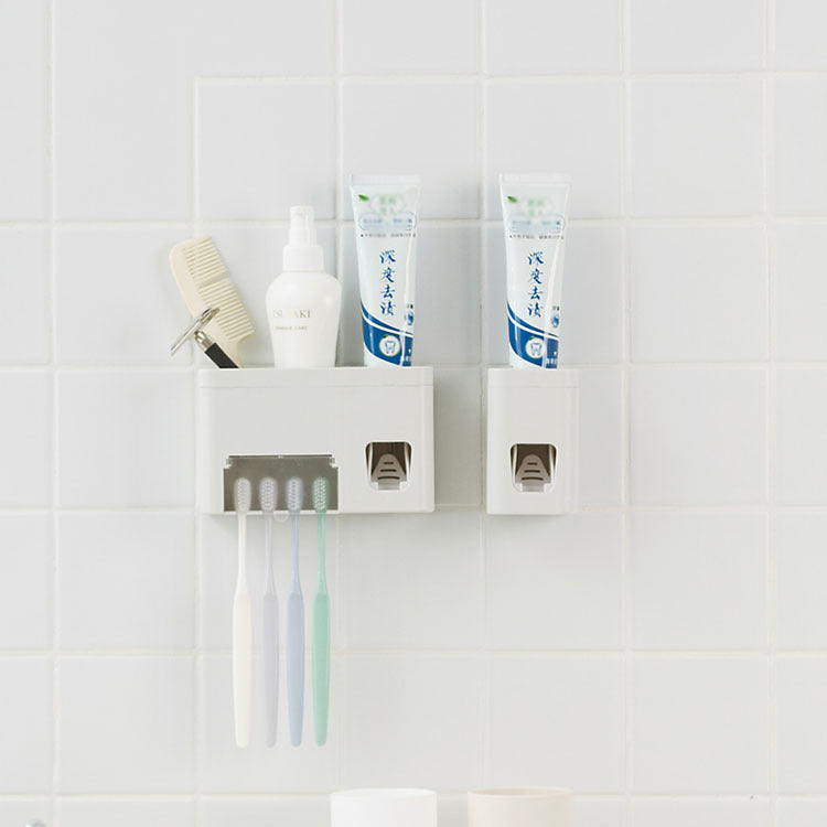 Honana BC-259 Wall Mounted Automatic Toothpaste SqueezDispenser With Toothbrush Holder Set Bathroom
