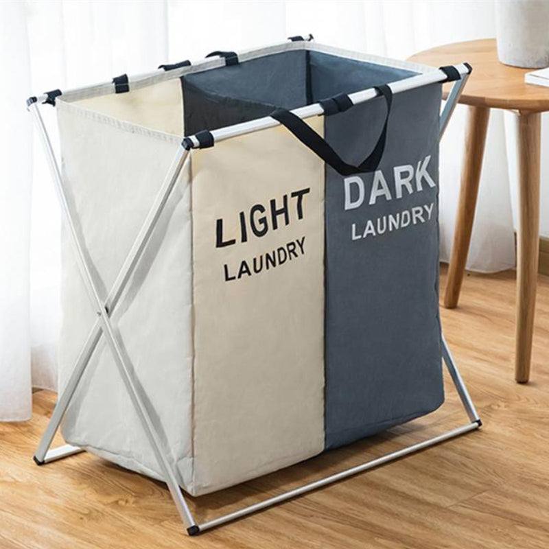 X-Shape Foldable Dirty Laundry Basket Organizer Printed Collapsible Three Grid Home Laundry Hamper Sorter Laundry Storage Baskets Large