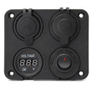 Dual USB Adapter Charger & Sockets & Digital Voltmeterr & Switch Panel