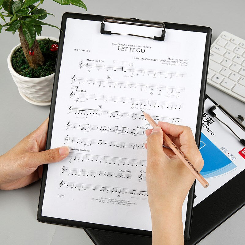 Deli 9224 A4 PVC Clip Board Portable Black Writing Board Clipboard Office School Meeting Accessories With Metal Clip