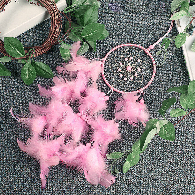 Pink Handmade Dream Catcher Home Decor Dream Catchers wall hanging  Pink Feather Decorations Gift